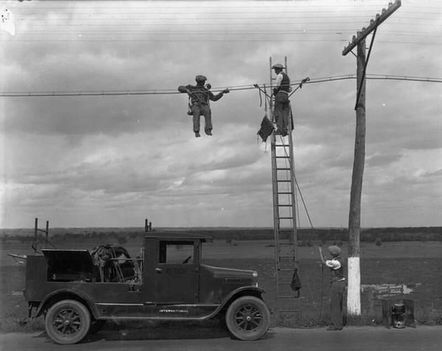 1929 Telefonvonal szerelés, USA !