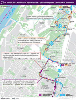 A 296-os busz útvonalának egyszerűsítése Káposztásmegyeren a Szilas-patak érintésével