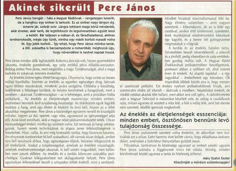 Pere jános -  Rádióujság cikk (Máry Szabó Eszter) 2005.