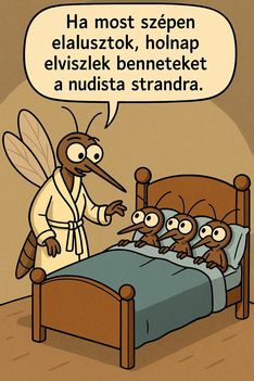 Szúnyog gyerekek - elalvás, nudista strand