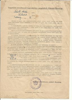 1954-es Szigetközi árvízkárt Elbíráló Bizottság okirata