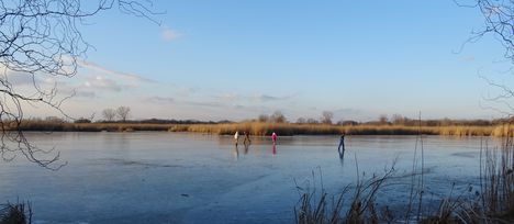 Befagyott a Holt-Duna, a gyerekek nagy örömére korcsolyapályává változott, Lipót 2017. január 07.-én  2