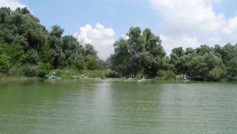 Csákányi Duna-ág, Vízitúrázók a Keszölcési alsó zárásnál, Dunasziget 2016. július 27-én 2
