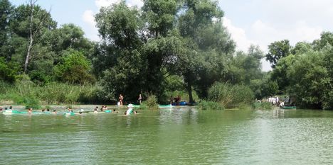 Vízitúrázók a Keszölcési alsó zárásnál, Dunasziget 2016. július 27-én 3