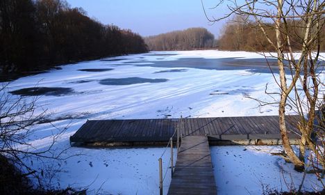 Befagyott az Ásványi Duna-ág az ásványi csónakkikötő melletti szakaszon, Ásványráró 2017 január 27