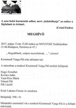 Magyar nóta műsor az MVGYOSZ Székházában