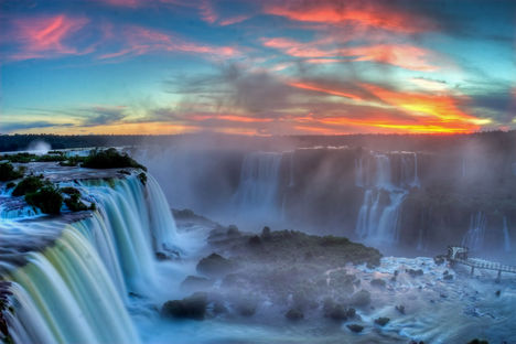 Sunset at Iguazu Falls from Brazil