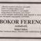 Bokor Ferenc gyászjelentése