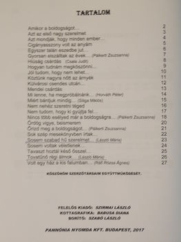 Szirmai László (Artisjus díjas ) szerző második kiadvány tartalma