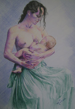 Gyermekét szoptató anya