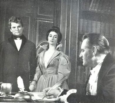 Szabó Gyula (Julien Sorel), Gordon Zsuzsa (Mathilde) és Kovács Károly ( De La Mole) a Vörös és fekete