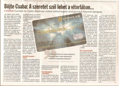 Cikk a Lyoness Gyermek és Család Alapítványról