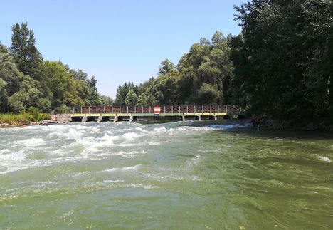 Szent Kristóf híd a Duna folyam hullámterén, Kisbodak 2018. augusztus 09.-én 1