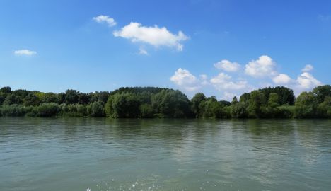 Duna folyam főmeder Rajka térségében, 2016. augusztus 28.-án 2