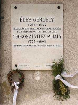 Édes Gergely és Csokonai Vitéz Mihály emléktáblája a nagyvázsonyi református templom falán