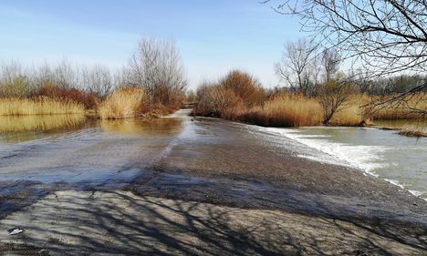 A Görgetegi ágvéglezárás árvízi bukója, Dunakiliti 2019. március 21.-én 2