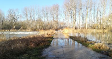 A Kőhidi átjáró árvízi bukója, Dunasziget 2019. március 21.-én 2