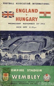 Az 1953. nov. 25-i angol-magyar meccs plakátja