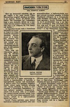 Jacobi Viktorra emlékezés 1921 decemberi szám Színházi Élet