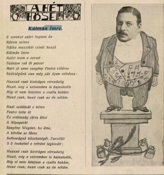 Kálmán Imre karikatura Színházi Élet 1914 Kiskirály c. operett