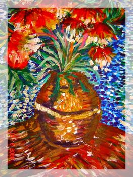 Liliomok Van Gogh  hangulatban, farost, olaj