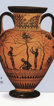 Görög váza - amely az olajbogyó szedését ábrázolja..