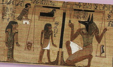 Egyiptomi papirusz, Mérlegelés jelenet a Halottak könyvéből