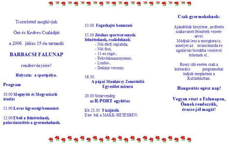 2006 Falunapi meghívó, program