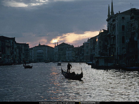Gondoliers, Venice, Italy, 1994