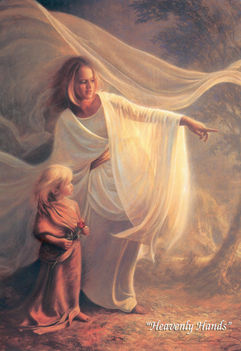 gyermeket vezető angyal