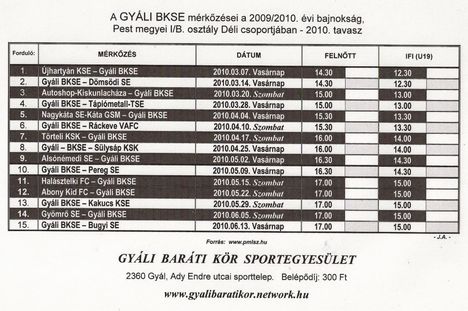 Gyáli BKSE - 2010