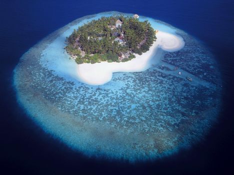 Aerial View of a Tropical Island, Maldives