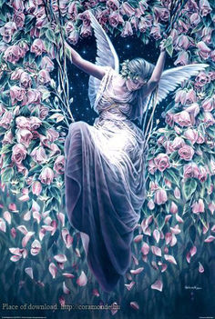 Rózsák között hintázó angyallány...