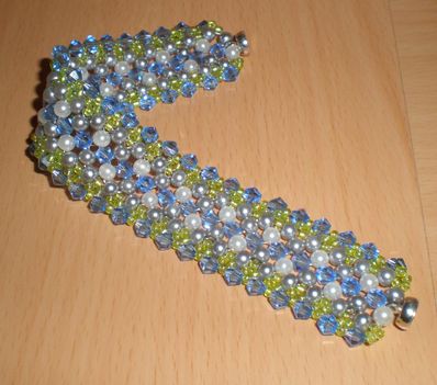 Kék-zöld kristály karkötő