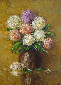 Krizantemok 1, 40x30cm,olaj,farost