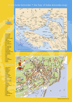 Kotori öböl és az óváros térképe