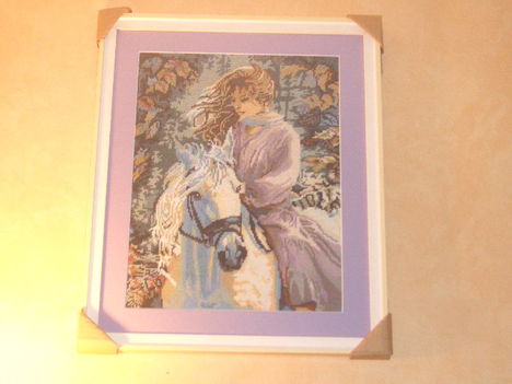 Lány fehér lovon keretben