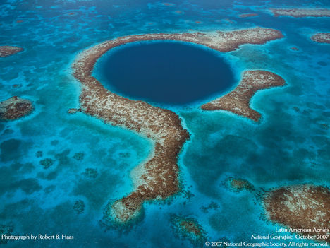 Latin American Aerials, Sinkhole, Belize's Blue Hole Natural Monument
