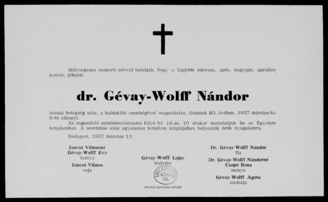dr. Gévay-Wolff Nándor