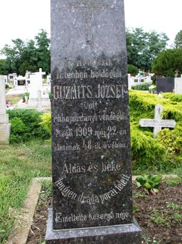 Guzmits József pordányi vendéglős sírja