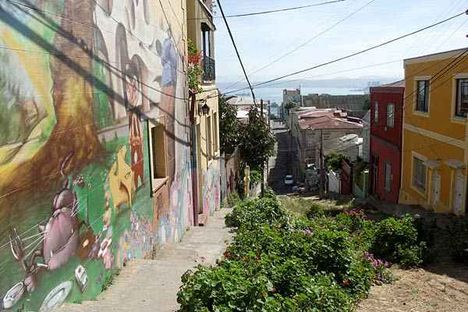  Festett házfal Valparaiso-ban, Chile