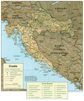 Horvátország és Bosznia-Hercegovina térképe