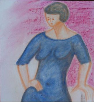 Nő kék ruhában