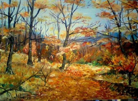 Vass Gyula - őszi erdő című festménye