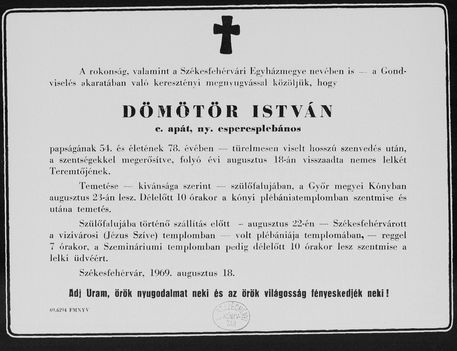 Dömötör István gyászjelentése