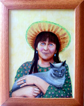 portré macskával