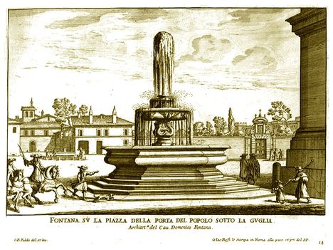 Fontana nella piazza di porta del Popolo