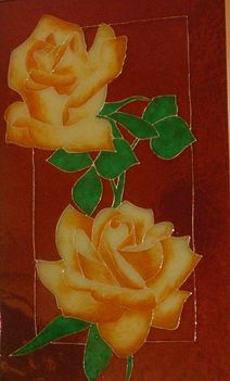 sárga rózsák 30x50 üvegre üveg-és matricafestékkel magántulajdon