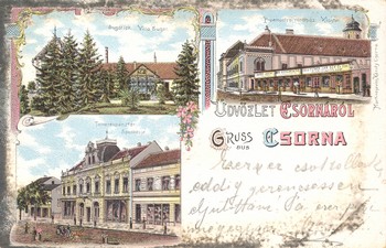 Csorna, 1899. Sugár villa, Premontrei rendház, Takarékpénztár