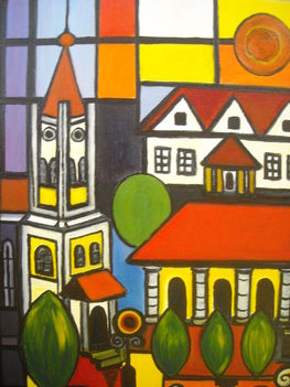Érsemjén olaj,vászon 35x50 cm